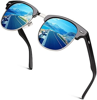 GQUEEN Classic Horn Rimmed Semi Rimless Polarized Sunglasses for Men Women GQO6