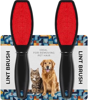 DecorRack 2 Double-Sided Lint Brushes, Reusable Lint Remover, Quickly Remove Pet Hair, Fuzz, Dust, Dandruff, Use on Clothing, Furniture, Bedding, Upholstery (2 Pack)