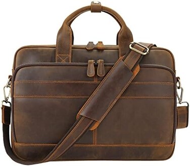 Jack&amp;Chris Men's Genuine Leather Briefcase Messenger Bag Attache Case 15.6" Laptop, MB005B