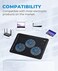 havit Cooling Pad 12"-17" Laptop Cooler with 3 Ultra Quiet Fans, Ergonomic Comfort Notebook Cooler with 2 USB Ports, Light-weight Gaming Laptop Cooler Stand