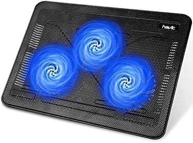 havit Cooling Pad 12"-17" Laptop Cooler with 3 Ultra Quiet Fans, Ergonomic Comfort Notebook Cooler with 2 USB Ports, Light-weight Gaming Laptop Cooler Stand