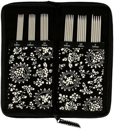 CHIAOGOO Red Ribbon Double Point Stainless Steel Knitting Needle Set, 6-Inch