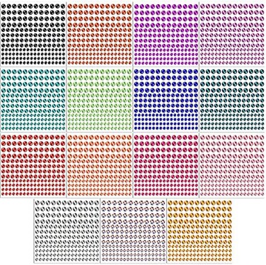 CREATRILL 2580 Pieces Of Hosoner Rhinestone Stickers In 15 Colors And 3 Sizes, 15 Sheets Of Colorful Self-Adhesive Rhinestone Decorations Suitable For Crafts, Body, Nails, Etc. (Multi-Colored)