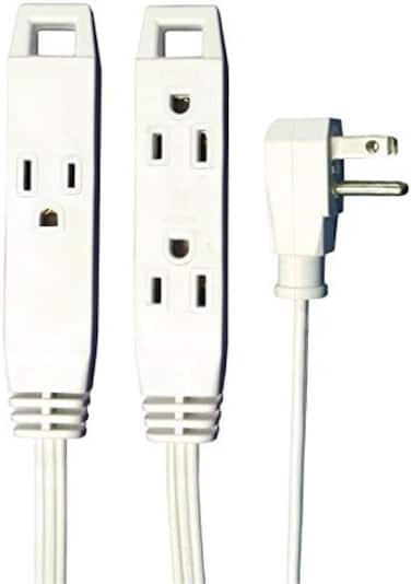 Axis 3-Outlet Indoor Extension Cord with Flat-Profile Plug - 8-foot, White (45505)