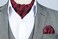 HISDERN SetSense Men's Plaid Jacquard Woven Self Cravat Tie Ascot One Size Red/Gray