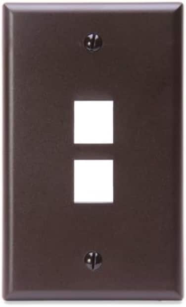 Leviton 41080-2BP QuickPort Wallplate, Single Gang, 2-Port, Brown