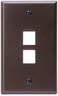 Leviton 41080-2BP QuickPort Wallplate, Single Gang, 2-Port, Brown