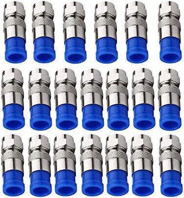 ESUMIC RG6 F Type Connector Coax Coaxial Compression Fitting 20Pack (Blue)