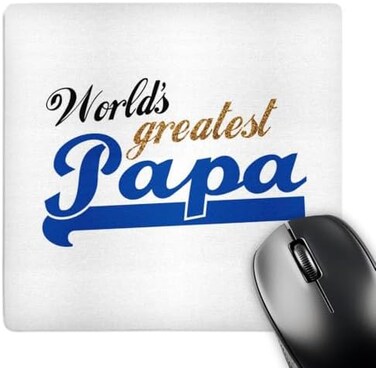 3dRose LLC 8 x 8 x 0.25 Inches Worlds Greatest Papa Blue Text On White Mouse Pad (mp_151315_1)