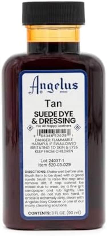 Angelus Suede Leather Dye for Shoes, Boots, Bags, Crafts, Furniture, Nubuck, &amp; More, Tan - 3oz