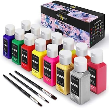 Magicfly Permanent Soft Fabric Paint Set for Clothes 14 Colors 60ML Textile T-Shirt Paints, No Heating Needed &amp; Washable Fabric Paints for Crafts, Canvas, T-Shirts, Jeans, Bags, with 3 Brushes
