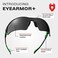 NoCry Work and Sports Safety Sunglasses with Green Tinted Scratch Resistant Wrap-Around Lenses and No-Slip Grips, UV 400 Protection. Adjustable, Black &amp; Green Frames