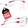 NoCry Safety Glasses with Clear Anti Fog Scratch Resistant Wrap-Around Lenses and No-Slip Grips, UV Protection. Adjustable, White &amp; Pink Frames