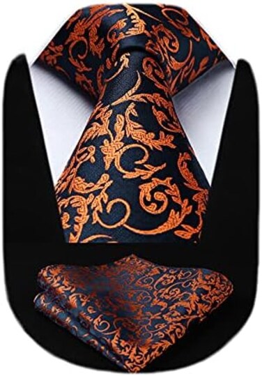 HISDERN Paisley Tie Handkerchief Woven Classic Men's Necktie &amp; Pocket Square Set