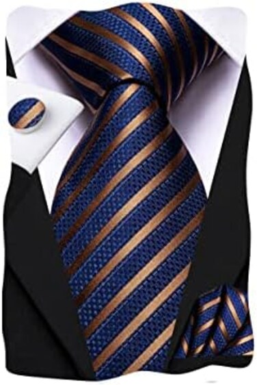 Dubulle Extra Long 63" Tie for Men with Pocket Square Cufflinks Big and Tall Necktie Set