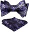 HISDERN SetSense Men's Floral Jacquard Woven Self Bow Tie Set One Size Purple/Black
