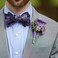 HISDERN SetSense Men's Floral Jacquard Woven Self Bow Tie Set One Size Purple/Black