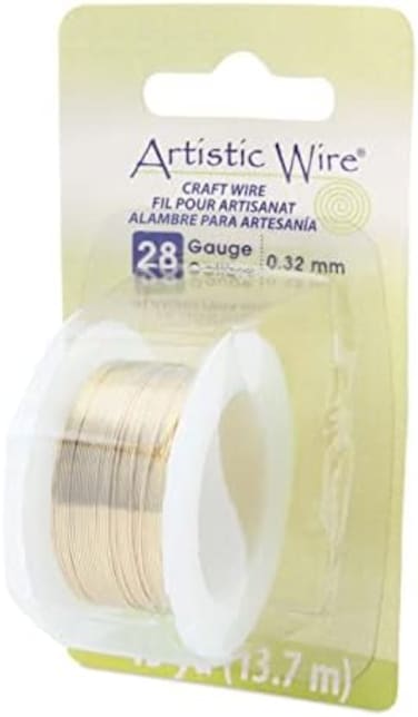 Artistic Wire 28 Gauge Tarnish Resistant Brass Craft Jewelry Wrapping Wire, Gold Color, 15 yd