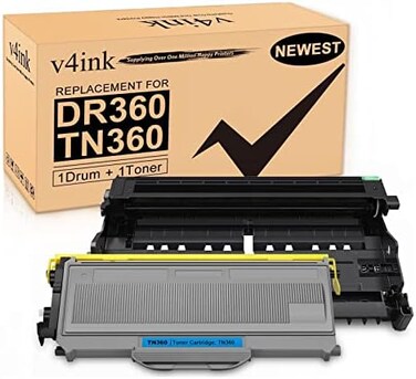 V4INK Compatible Toner Cartridge and Drum Replacement Set for Brother TN360 Toner DR360 Drum for Brother DCP-7030 DCP-7040 HL-2140 2150N HL-2170W Brother MFC-7340 MFC-7840W 7440N MFC-7345N Printer