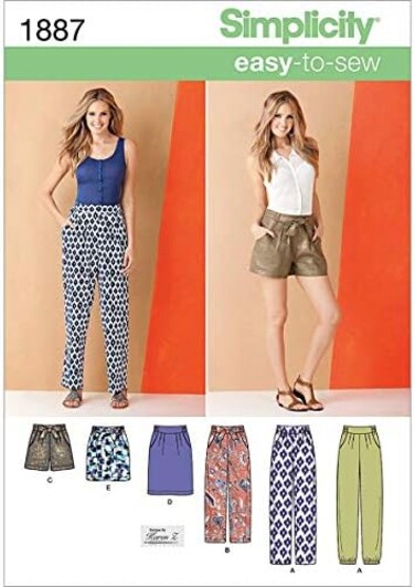 Simplicity US1887K5 Easy to Sew Women's Pants, Shorts, and Skirt Sewing Pattern Kit by Karen Z, Code 1887, Sizes 8-16
