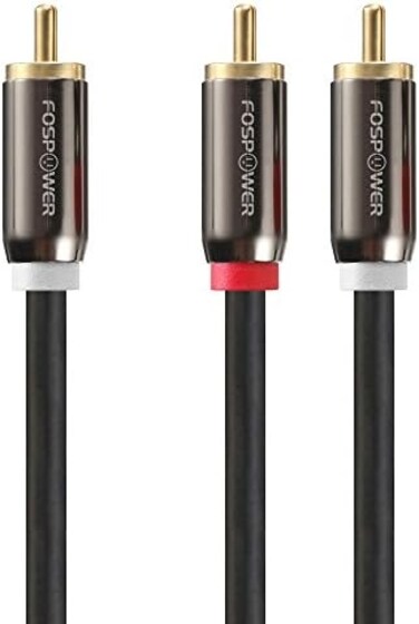 FosPower RCA Y Cable (1.8M/6FT), RCA Y Subwoofer Adapter [Dual Shielded   24K Gold Plated] 1 RCA to 2 RCA Audio Connector for Surround Sound/Dolby Digital/DTS