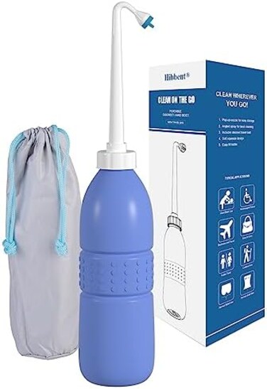Hibbent Portable Bidet Sprayer and Travel Bidet with Hand Held Bidet Bottle for Personal Cleansing Use Extended Nozzle - Personal Hygiene Care Toilet Bidet Shower/Bathroom Bidet Spray -21.8oz(650ml)
