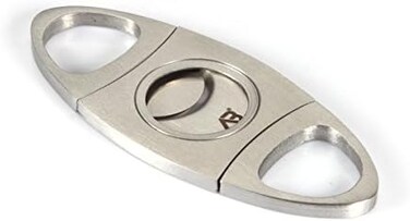 الاسكا بير (ستانلس ستيل) - قاطع سيجار من الستانلس ستيل بشفرة مزدوجة القطع في حقيبة هدايا سوداء