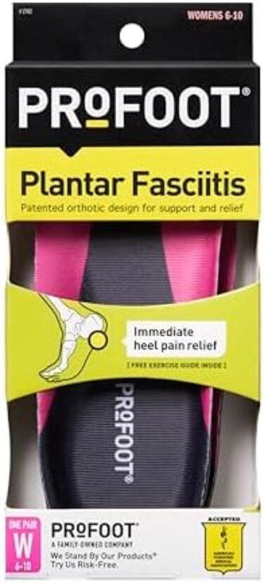 PROFOOT Orthotic Insoles for Plantar Fasciitis &amp; Heel Pain, Women's 6-10, 1 Pair, Gel Heel Shock Absorbing Insoles to Help Reduce Pain &amp; Stress, Foot Care Arch Support Inserts for Shoes