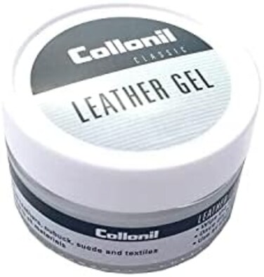 Collonil Leather Gel Classic Repels Dirt, Waterproofs, and Conditions All Designer Smooth Leather and Suede Clothes, Shoes, Handbags, and Furniture. Made in Germany.