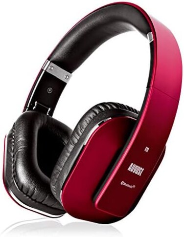 August EP650 Bluetooth Wireless Headphones - Custom Sound Control with Android/iOS App and Bluetooth v4.2, NFC and aptX LL Low Latency - [Red]