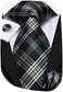 Hi-Tie Silk Paisley Necktie and Pocket Square Cufflinks Set