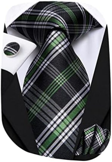 Hi-Tie Silk Paisley Necktie and Pocket Square Cufflinks Set