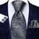 Hi-Tie Silk Paisley Necktie and Pocket Square Cufflinks Set