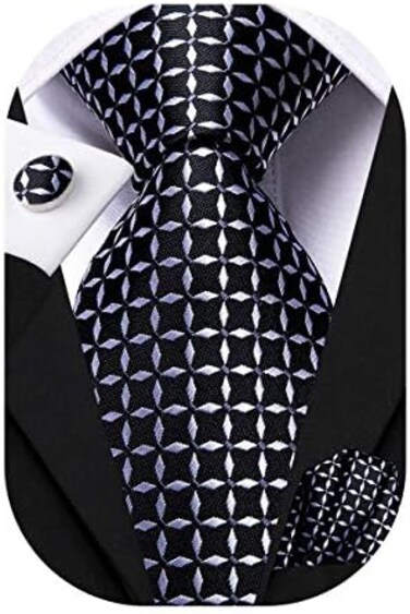 Hi-Tie Silk Paisley Necktie and Pocket Square Cufflinks Set