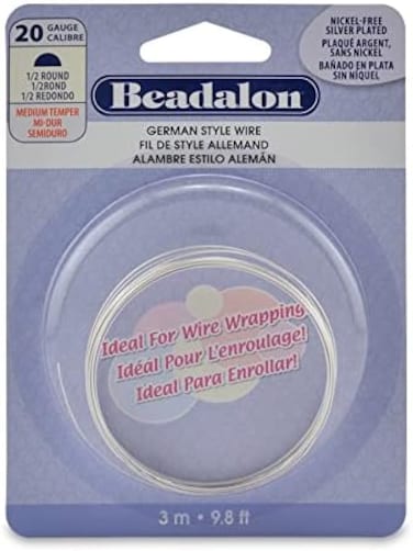 Beadalon German Style Wire, Half Round, 20 gauge/.032 In-3 m/9.8 ft, Copper Silver-Plated