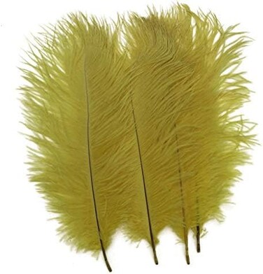 Shekyeon Yellow 10-12inch 25-30cm Ostrich Feather Home Decoration DIY Craft Pack of 10