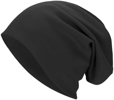 Century Star Unisex Women Thin Solid Baggy Slouchy Lightweight Oversized Cotton Sleep Beanie Hat Skull Cap Black