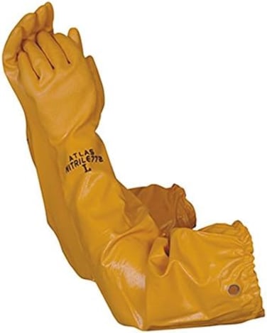 Artist Unknown Atlas 772 Nitrile Coated Gloves 26 inch Long Cotton Lined, Chemical Resistant, Water, Pond, Work