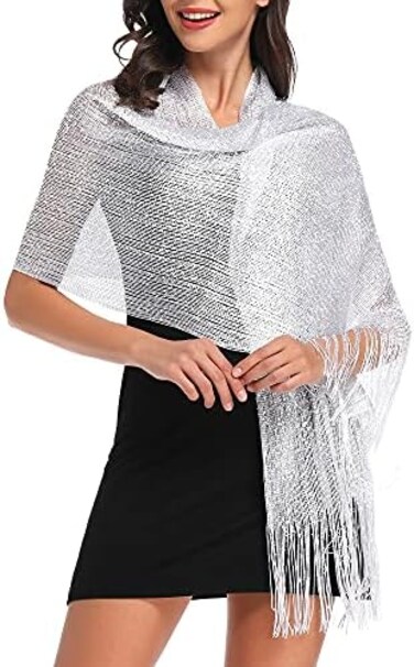 vimate Sparkling Metallic Shawls and Wraps for Evening Party Formal Dresses Wedding Bridesmaid (with Free Scarf Buckle)