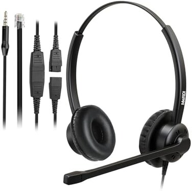 MAIRDI Cisco Headset with Noise Cancelling Mic for Call Centers Offices Home Phones Compatible with Jabra Cisco 7940 7941 7942 7945 7960 7961 7965 7970 7971 Including 3.5mm Connector for Cell Phone