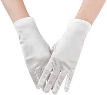 JISEN Women 20s Satin Velvet Lace gloves Formal Bridal Banquet Party Wedding Opera Colorful Mitten