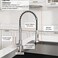 OWOFAN Kitchen Faucet with Pull Down Sprayer Industrial 1 Handle 1 Hole Or 3 Hole Faucet for Farmhouse Camper Laundry Utility Rv Wet Bar Sinks, with Deck Plate Stainless Steel Brushed Nickel