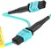 Karono Female MPO to MPO Fiber Optic Patch Cord - MTP Compatible Type B, 33 ft (10M), OM3 Multi-Mode Fiber, 12-core Channels for QSFP+Transceivers Application, Aqua