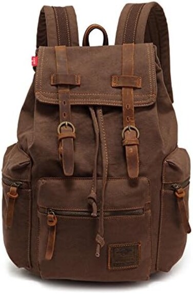 AUGUR High Capacity Canvas Vintage Backpack - for Camping Hiking Travel 12-17" Laptop