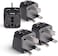 OREI UK, Hong Kong Travel Adapter Plug, OREI Adaptor 2 in 1, For Botswana, England, UAE, Dubai - Safe Grounded Connection - Universal Socket - 4 Pack