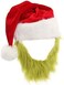 elope Grinch Beard Santa Hat, Green, One Size