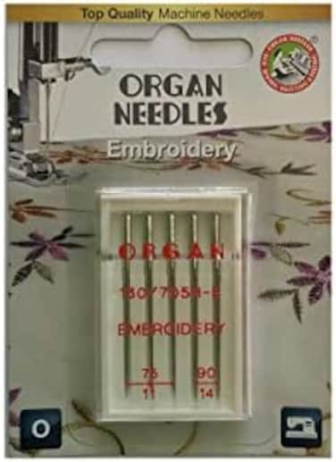 MSB Organ Brother 5-Piece 75/11 and 90/14 Embroidery Sewing Machine Needles