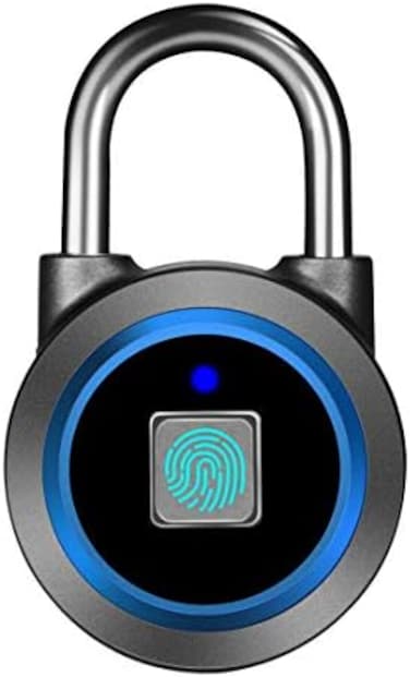 MEGAFEIS Fingerprint Padlock, Bluetooth Lock, APP, IP65 Waterproof, Smart Padlock with Keyless Biometric Suitable for Gym, Sports, Bike, School, Outdoor, Fence and Storage Blue FB