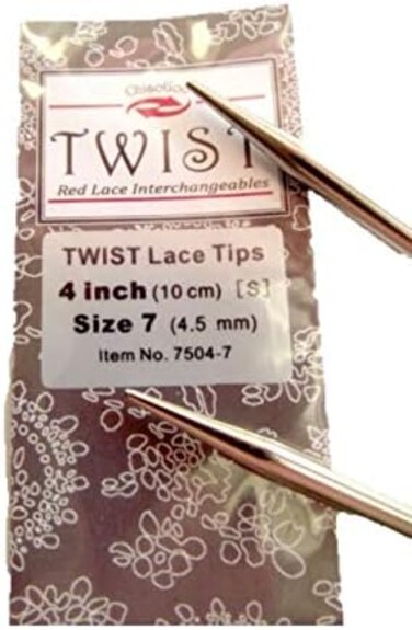 ChiaoGoo Needle Tips 4 inch (10cm) for Twist Red Lace Interchangeable Set Size US 7 (4.5mm) 7504-7