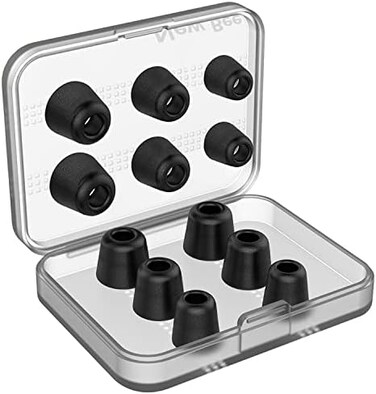 New bee Earphone Tips New Bee 12pcs Premium Replacement Earbud Tips Blocking Out Ambient Noise Memory Foam Earbuds Inner 4.9mm for Headphones with 5mm-7mm Tips (Black, 6 Pairs, S/M/L)